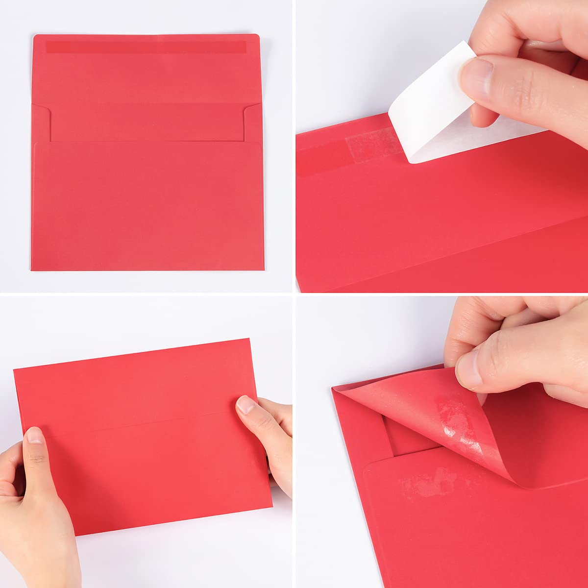 100 Pack Colorful #10 Business Envelopes Self Seal Standard Envelopes for Office Checks, Business, Letter Mailing Invoices, 4.13 x 9.49 Inches (Red)