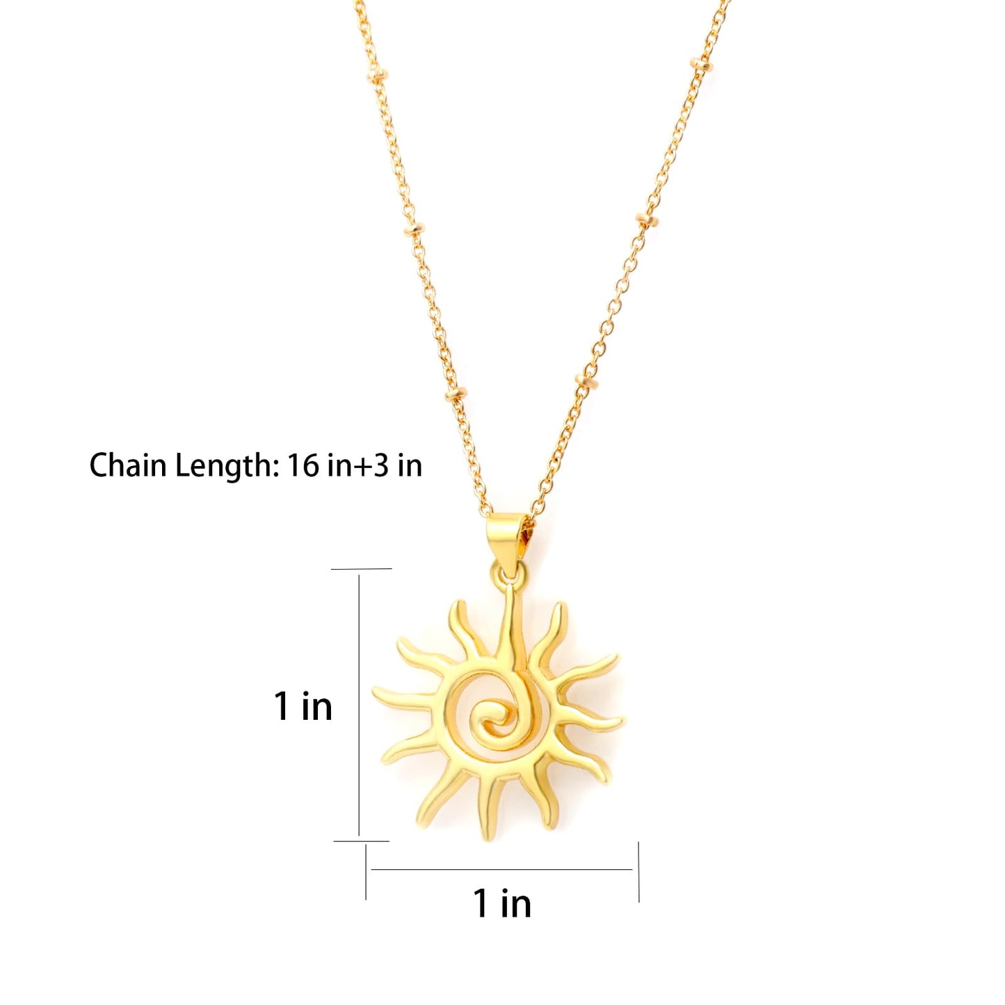MAIKERDER Sun Necklace, 14K Gold Plated Sun Pendant Necklaces for Women Non Tarnish 16 Inches