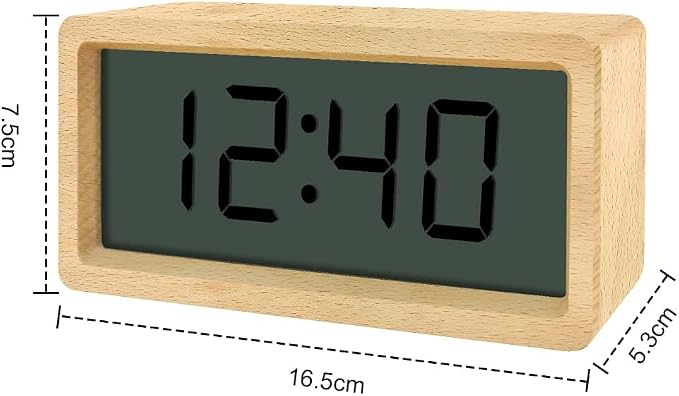 everwood Wooden Digital Battery Operated Alarm Clocks for Bedrooms