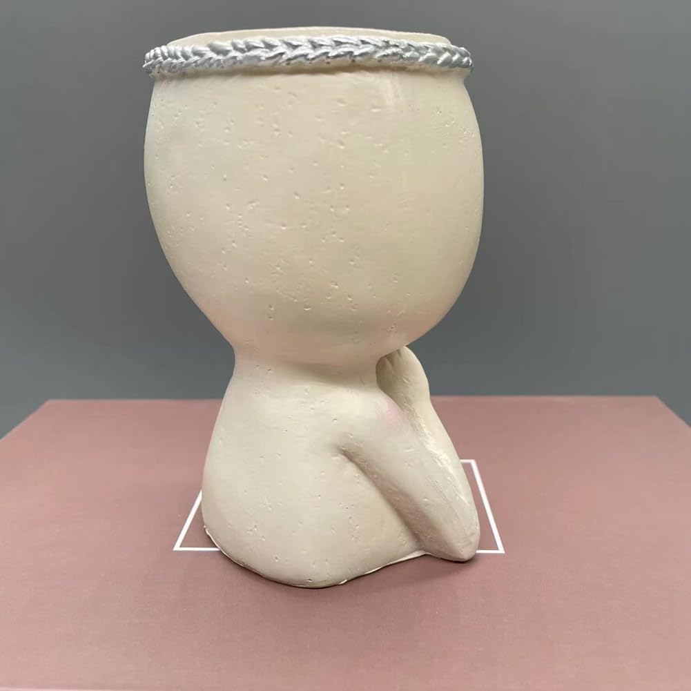 Nuhikap 1 Piece Face Planter Cute Planter Decorative As Shown Resin Flower Face Planter Pots Face Planter