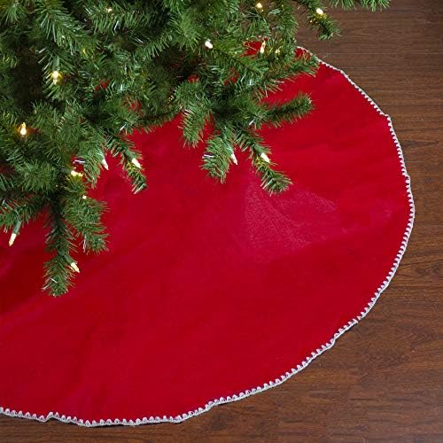 48" Red and White Shell Reversible Christmas Tree Skirt