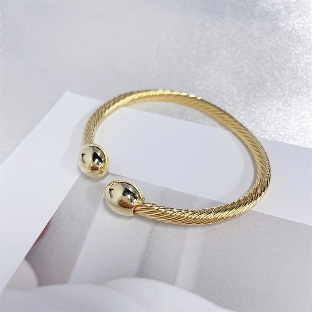 NewZenro Elegant Magnetic Bracelet Copper Magnets Bangle For Women Men Gifts for Father's Day (Gold-Tone)