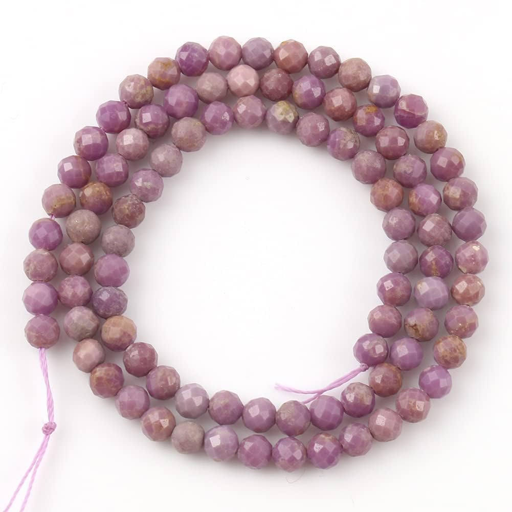 Song Xi 120pcs 3mm Natural Purple Mica Gemstone Beads Faceted Round Loose Stone Beads for Jewelry Making (1 Strand)