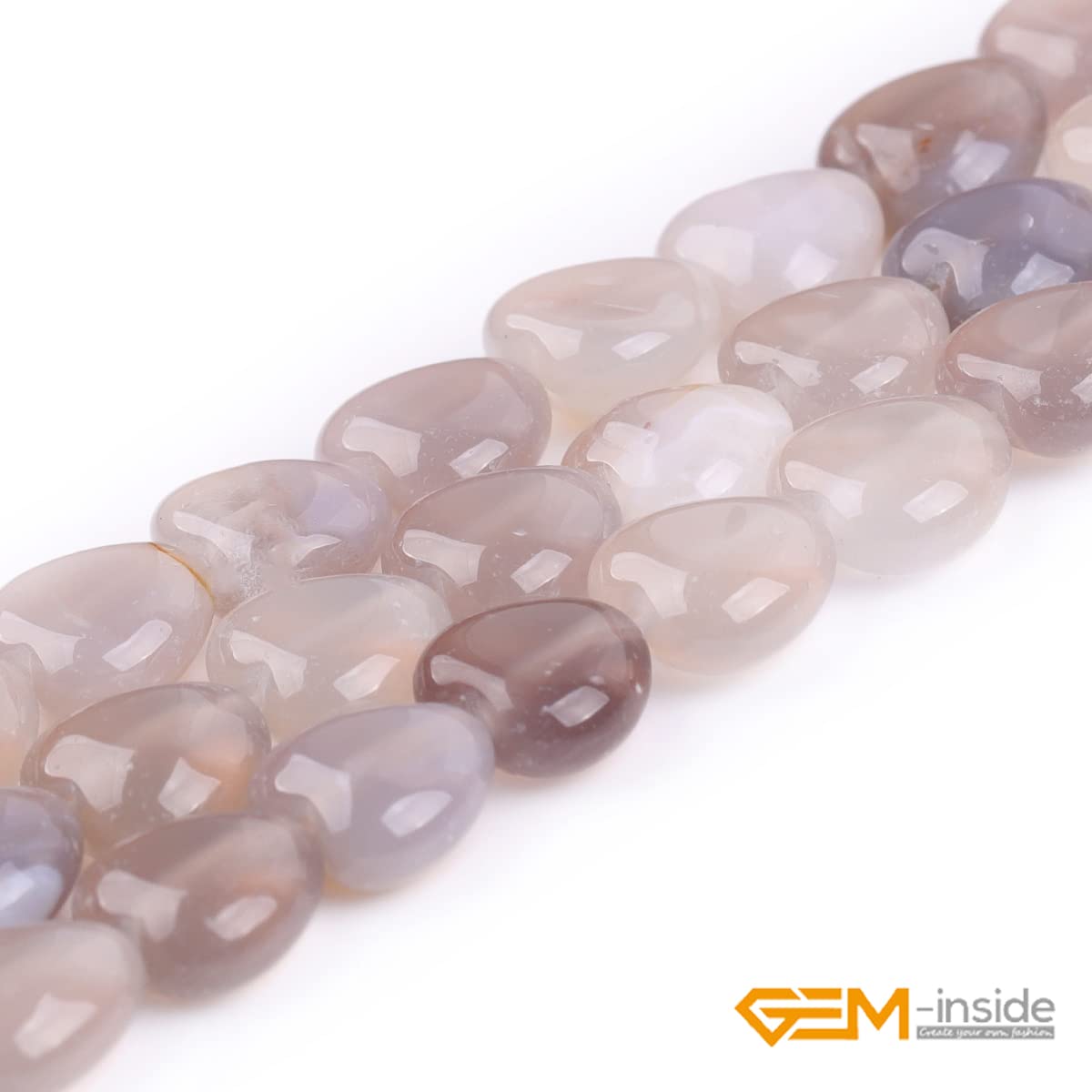 GEM-Inside 10mm Heart Charms Natural Gray Agate Gemstone Stone Beads for Jewelry Making Full 15" Strand Power Energy Healing Chakra Stone Beads