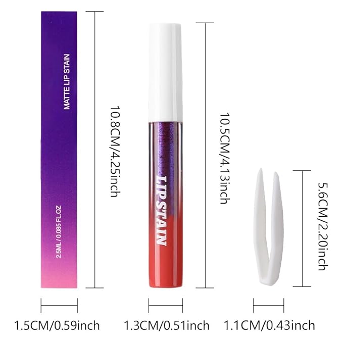 evpct Vivid Red Peel Off Lip Stain Tints with Tweezer, Matte Liquid Lipstick Lip Stain Long Lasting Waterproof for Women, Non-stick Cup Lipstick Peel Off High Pigmented Smudge-proof Easy to Apply, 03