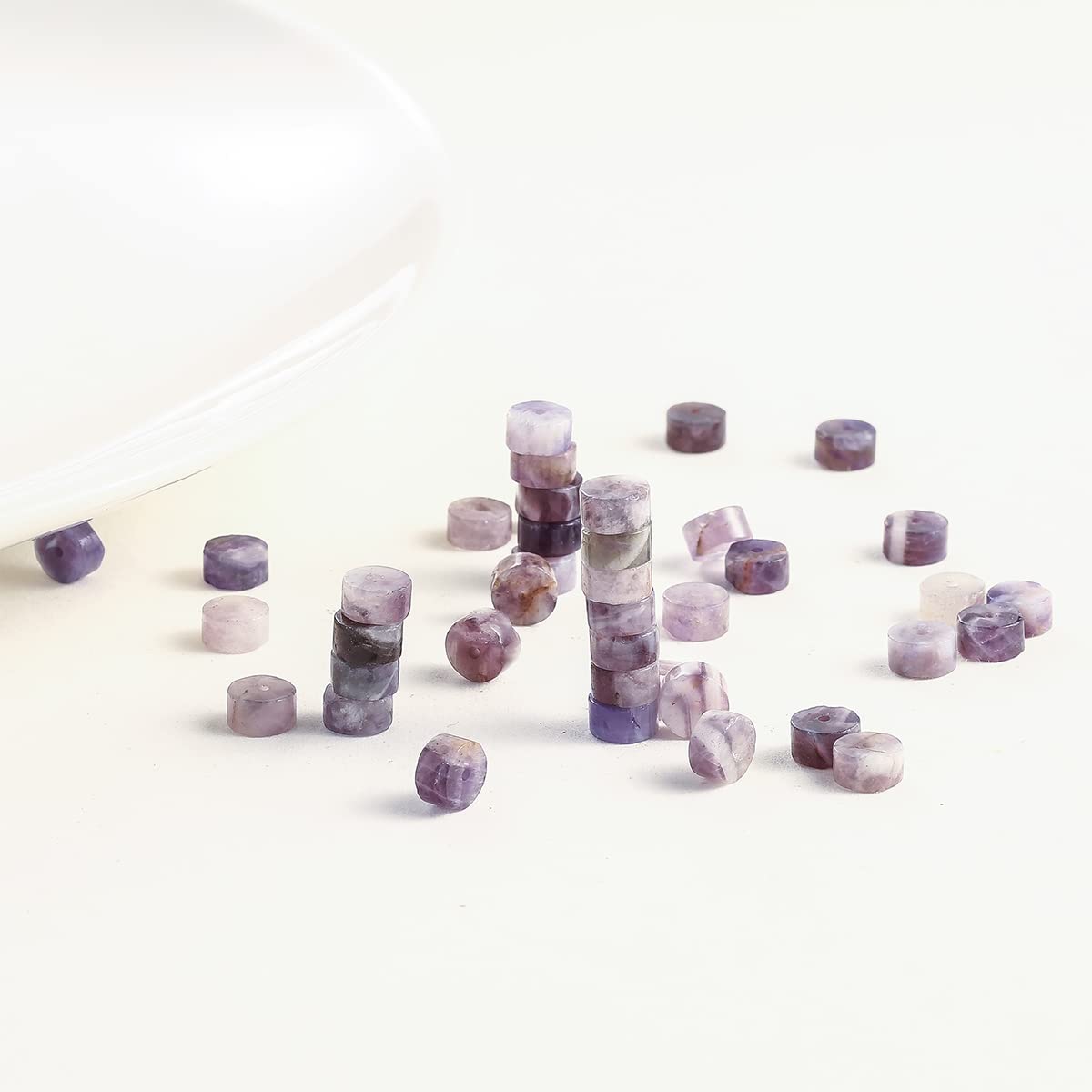 Natural Amethyst Stone Spacer Beads 6x3mm 38cm/str Flat Round Loose Semi Gemstone Caps for Making Bracelets Necklace