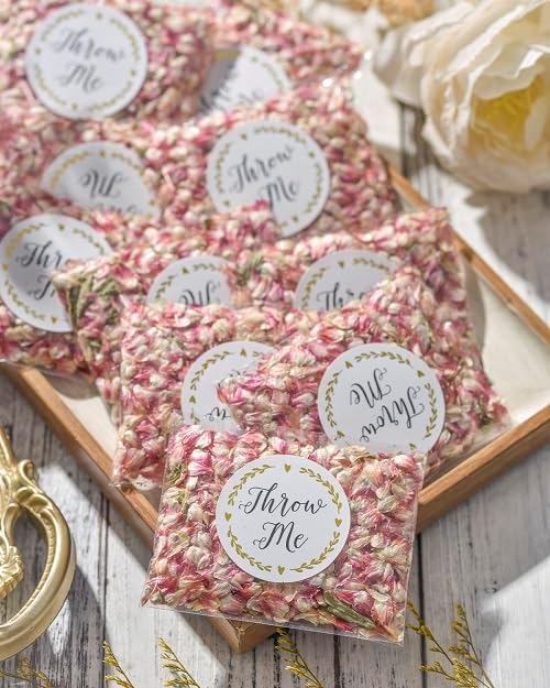 RainbowPana 12 Pack Biodegradable Confetti, Dried Flower Petals, Biodegradable Flower Petals for Weddings, Wedding Send Off Ideas, Flower Confetti, Wedding Exit Ideas - Pink