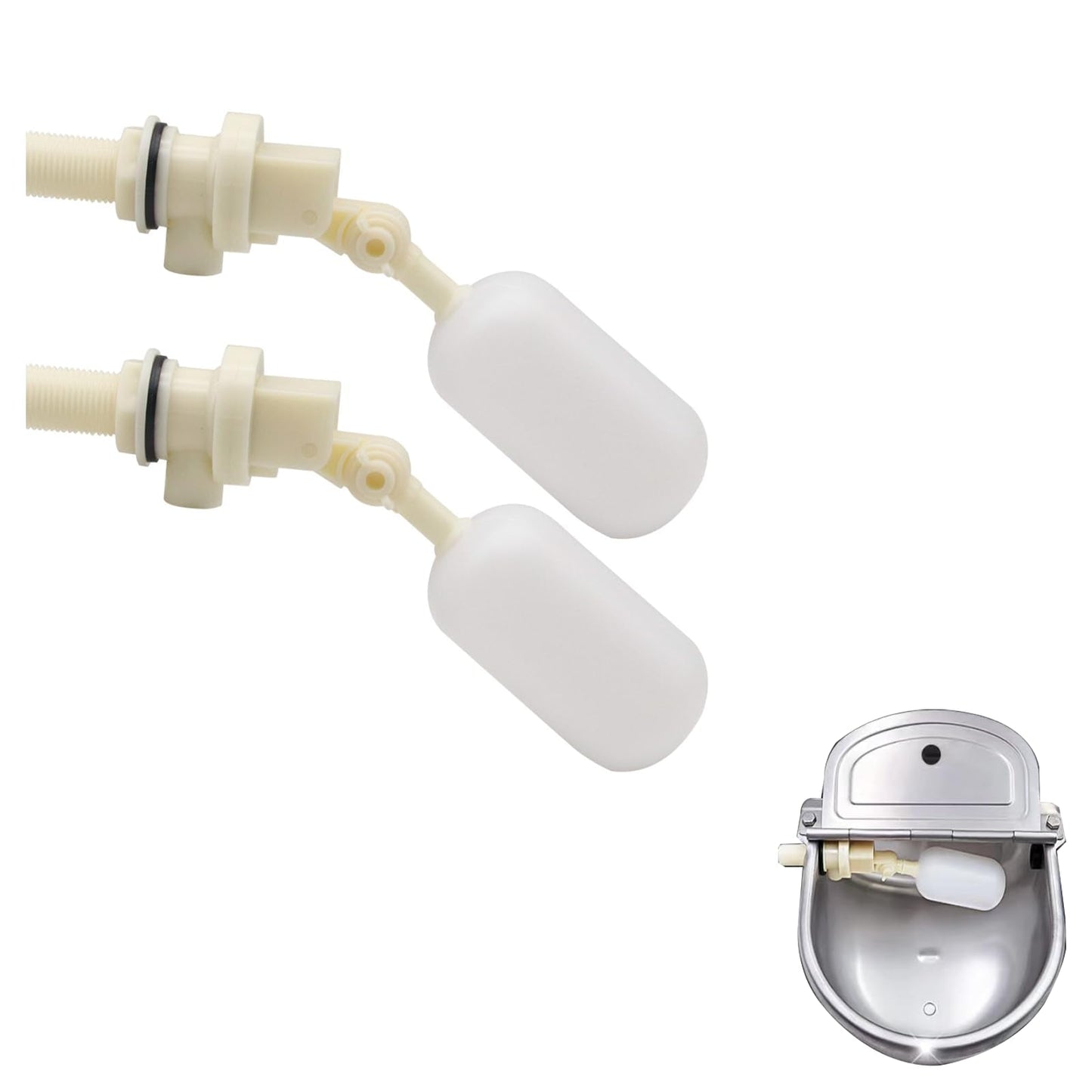 1/2 Inch Float Valve, Automatic Water Level Control Valve with Adjustable Arm, Corrosion Resistant PVC for Livestock Trough, Pet Fountain, Water Tank, Pond, Aquaponics【3-Pack】
