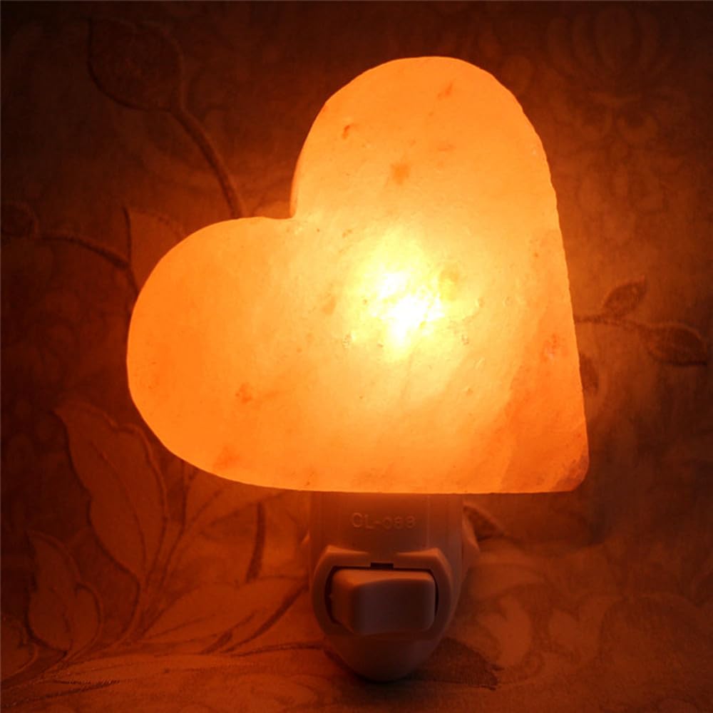 Fantasee Himalayan Salt Lamp Night Light with Extra Bulbs, Natural Hand Carved Salt Crystal Wall Light Release Negative Ions Perfet for Bedroom, Living Room, Office, Home Decor, Yoga (1 Pack, Heart)