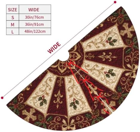 Christmas Cross Christmas Tree Skirt Xmas Tree Skirt, Winter Christmas Tree Mat for Home Party Holiday Indoor Outdoor Decorations