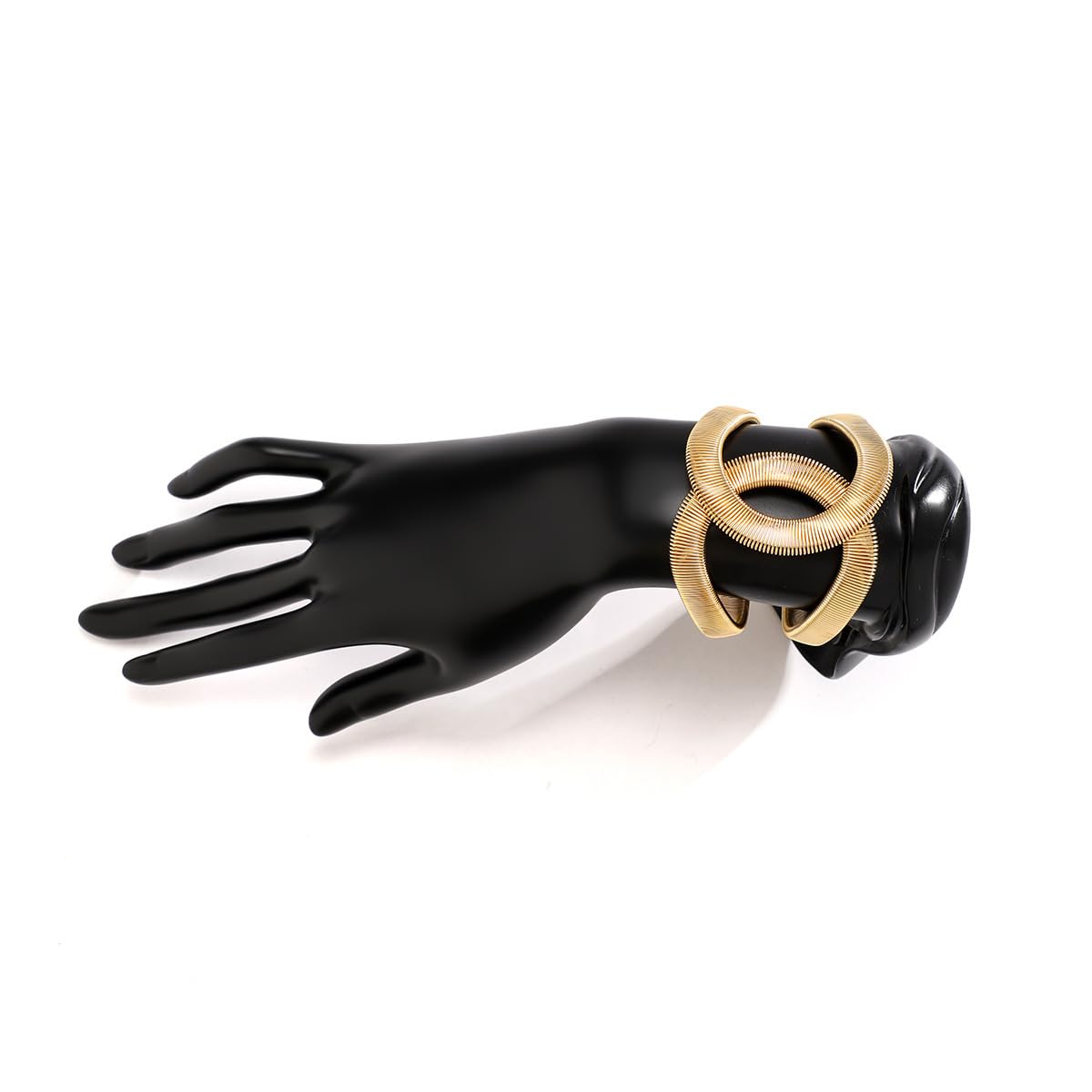 MOEEIJEW Chunky Cuff Bracelets for Women Wide Gold Cuffs Bangle Hollow Out Adjustable Bracelets Punk Vintage Jewelry (Gold B)