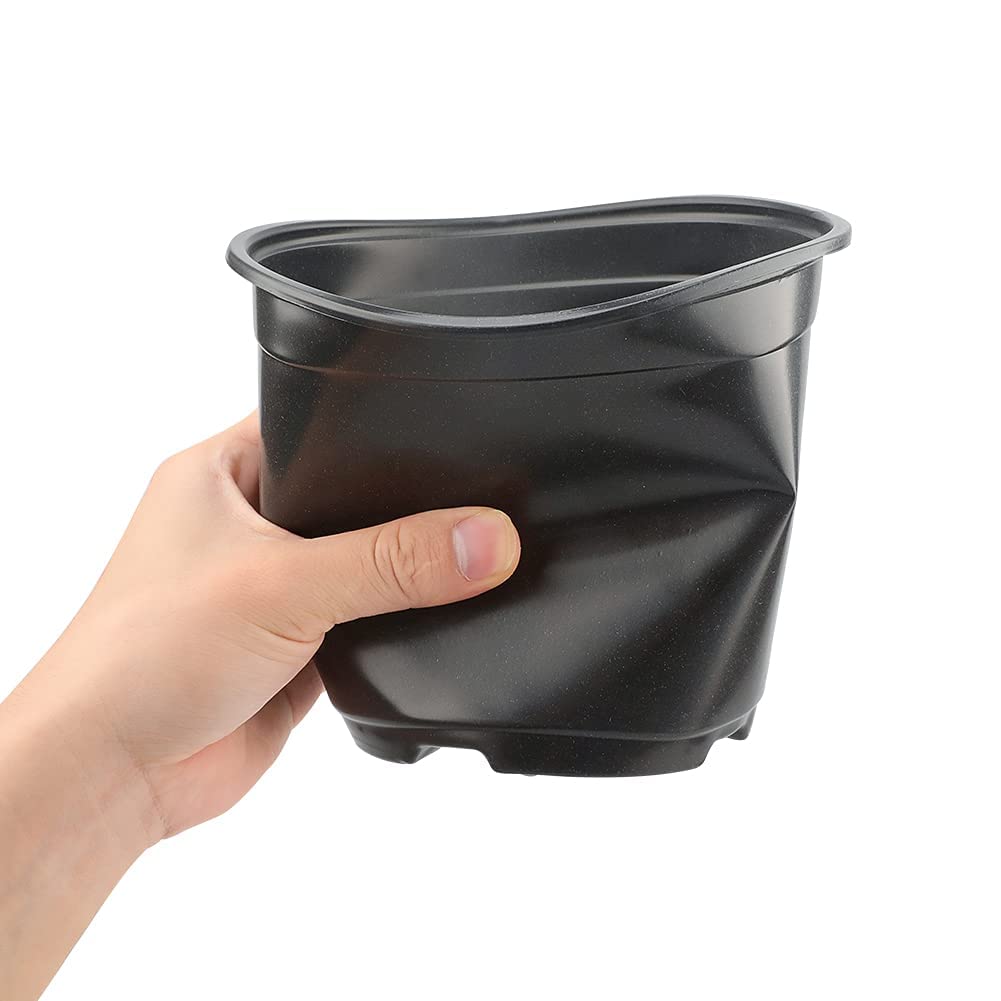 KINGLAKE 100 Pcs 6" Plastic Plants Nursery Pots Seedlings Flower Plant Container Seed Starting Pots Black