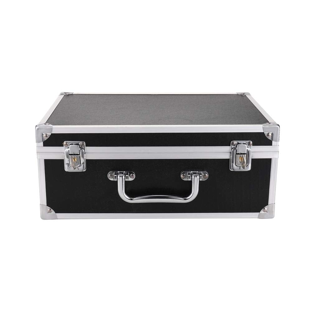 Kit Box Case,Machine Case 12.6" x 9.5" x 5.1" W/Lock Makeup Carrying Bag Storage Case Organize with Clasp,Aluminum Alloy with Sponge for Equipment Cosmetic Makeup Tools (black)