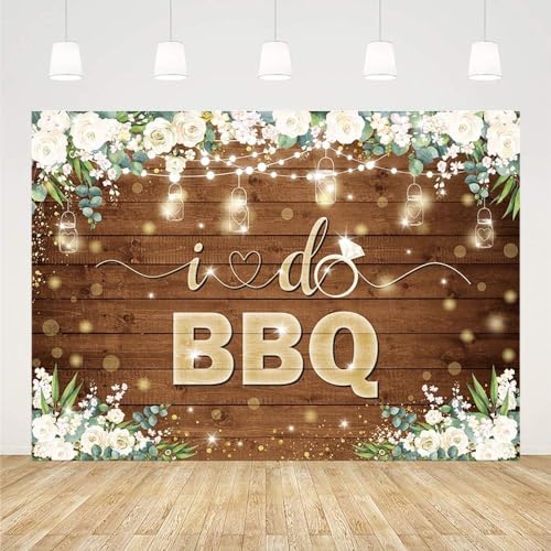 AIBIIN 10x7ft I Do BBQ Backdrop for Adults Men Women Couples Engagement Bridal Shower Boho Wedding Rustic Wooden Photography Background Baby Shower Birthday Party Decorations Banner Photo Booth Props - size: 10x7ft