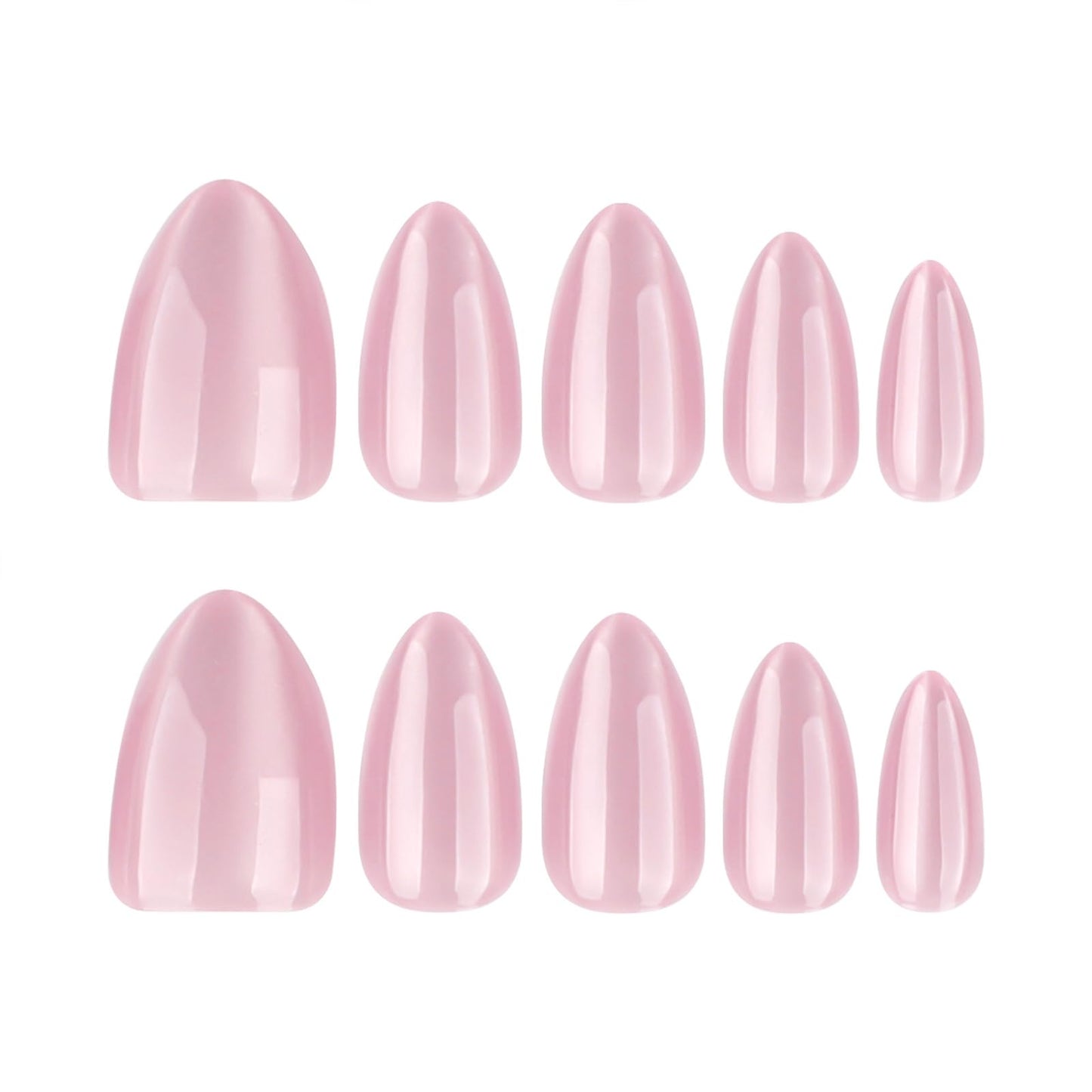 Pink Press on Nails Almond Fake Nails with Designs Glitter Stick on Nail Medium Acrylic False Nail Cute Summer Artificial Nail Press ons Glossy Full Cover Glue on Nails for Women 24Pcs