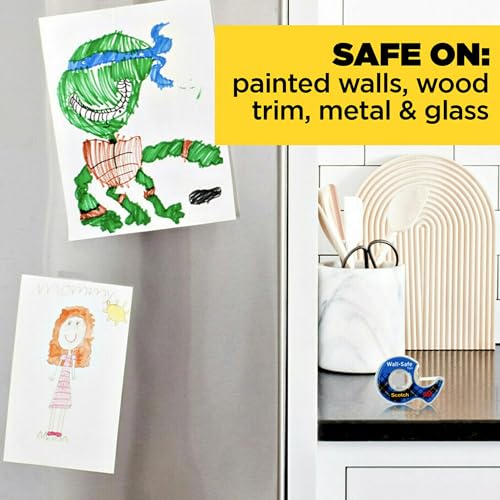 Scotch Wall-Safe Tape, 4 Dispensered Rolls, Sticks Securely, Removes Cleanly, Invisible, Designed for Displaying, Photo Safe, 3/4 in x 650 in (4183) - size: 4 Rolls
