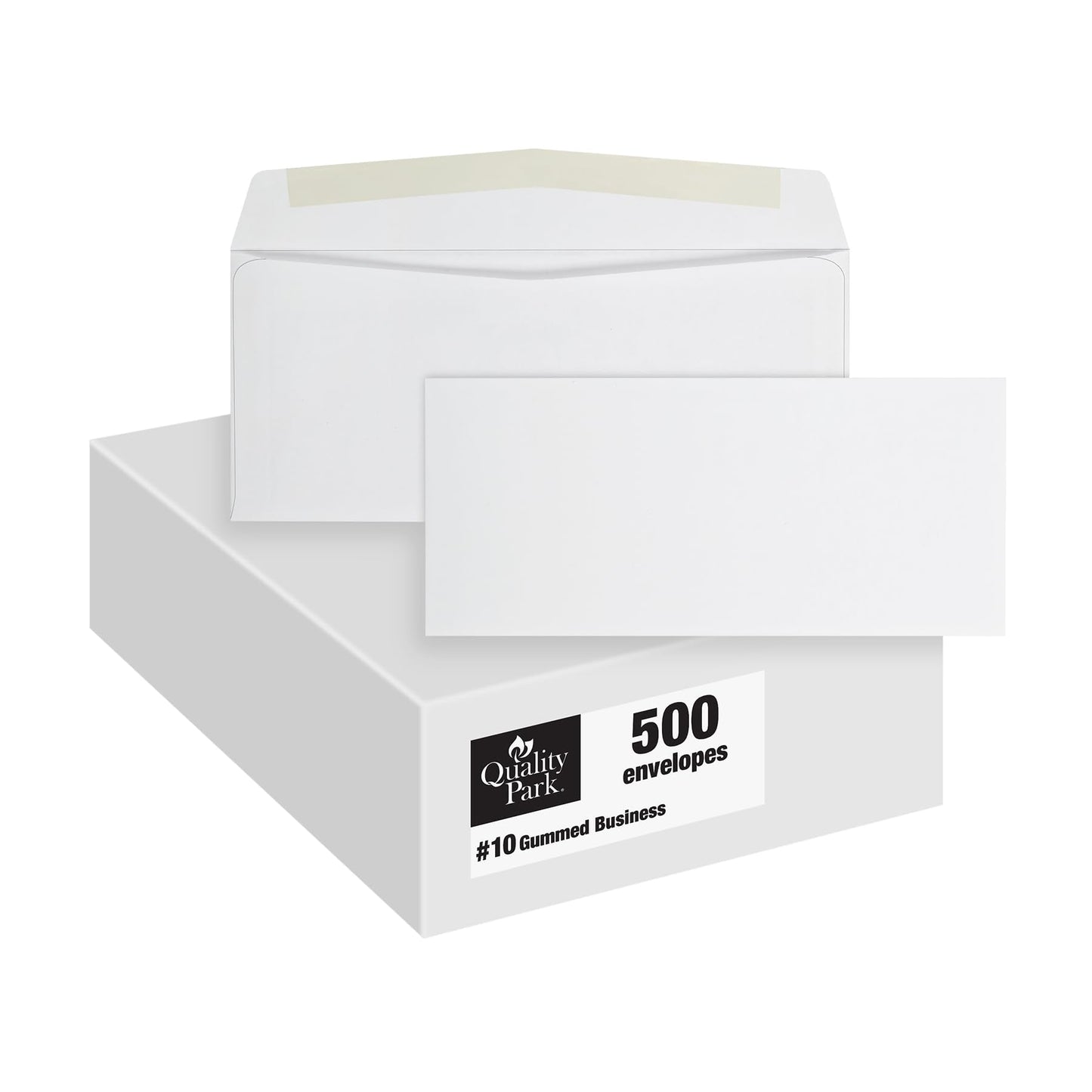 Quality Park #10 Envelopes, Letter Size White Mailing Envelopes, 4-1/8x9-1/2 Inch, No Window Business Envelopes, Gummed Closure, 500/Box (QUA90020)