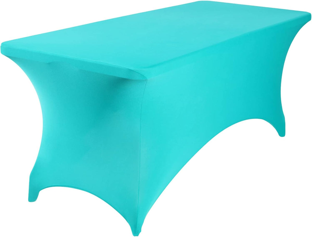 4Pack Spandex Waterproof Table Covers 6ft，Spandex 6ft Waterproof Table Cover for Party,Wedding, Banquet, and Events(Turquoise)