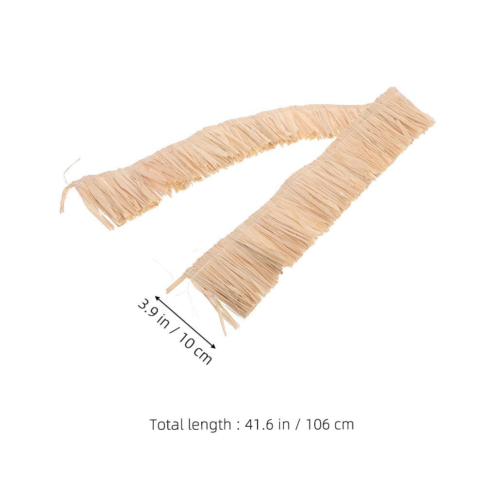 NUOBESTY Raffia Grass Skirt with Fringe Tassels Handmade Natural Raffia for DIY Crafts Hawaiian Party Decorations