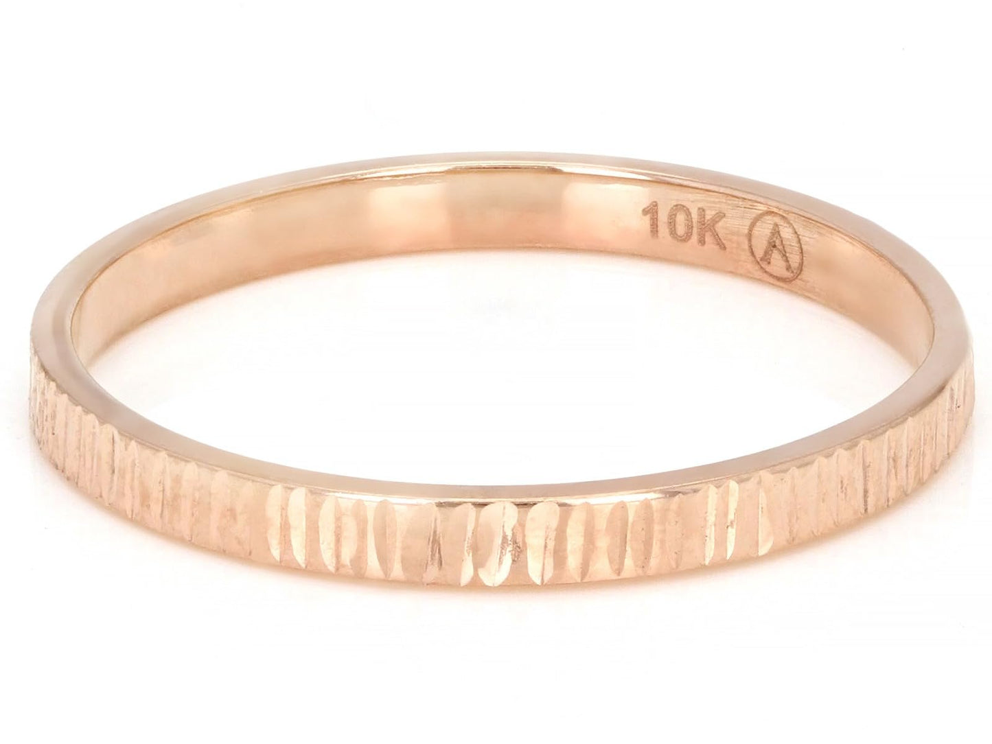 JTV 10K Gold 2 mm Textured Band Ring - Unisex Wedding Band – Elegant, Durable, & Comfortable for Everyday Wear, Anniversary, or Gift - (Rose Gold, 9)