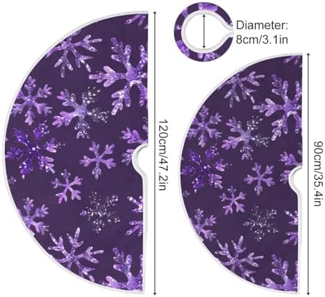 Christmas Purples Snowflakes Tree Skirt Seasonal Tree Mat Xmas Tree Base Cover Mat Home Holiday Party Indoor Outdoor Decorations Ornaments 35.4 Inches