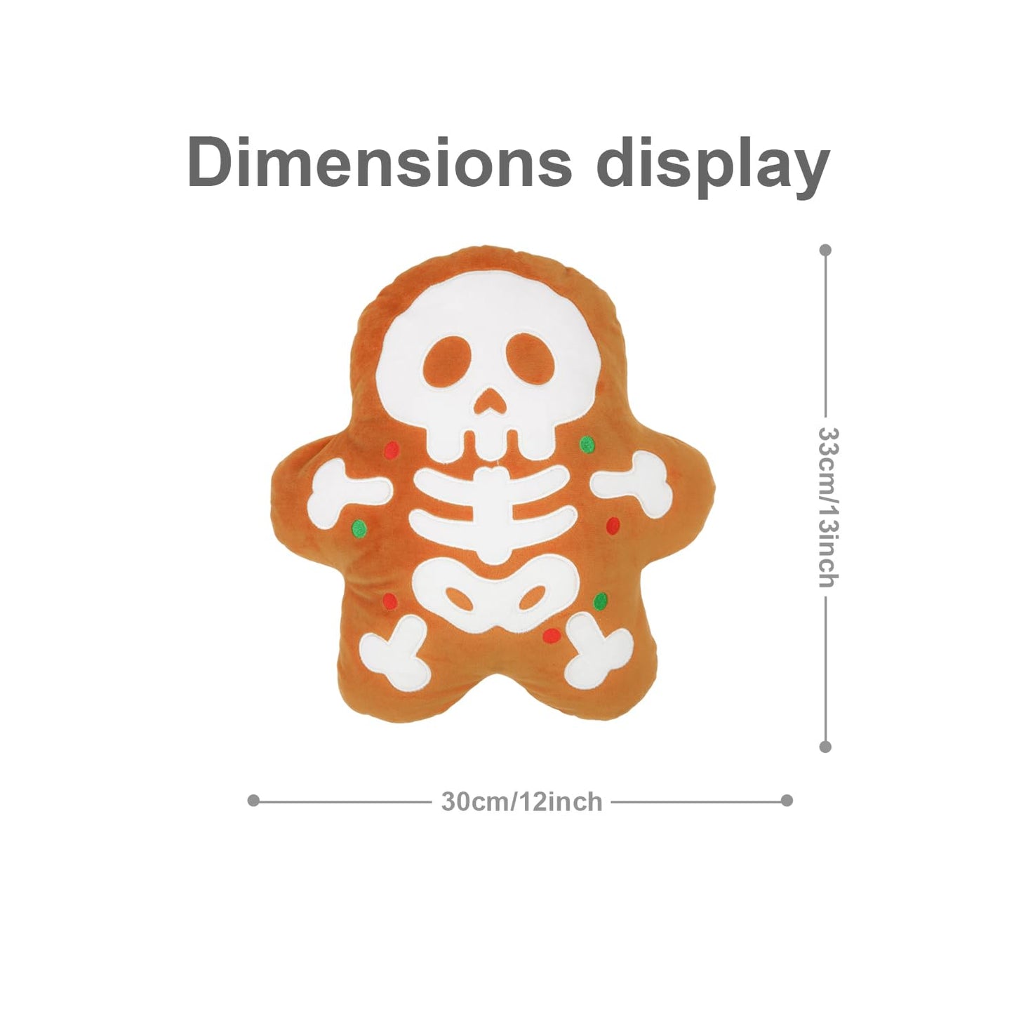 QIONG MENG Funny Pillow Spooky Christmas Decor Skeleton Decorations Throw Pillows Gingerbread Pillow Home Sofa Decorations Decor for Friends Family 13 × 12 inch