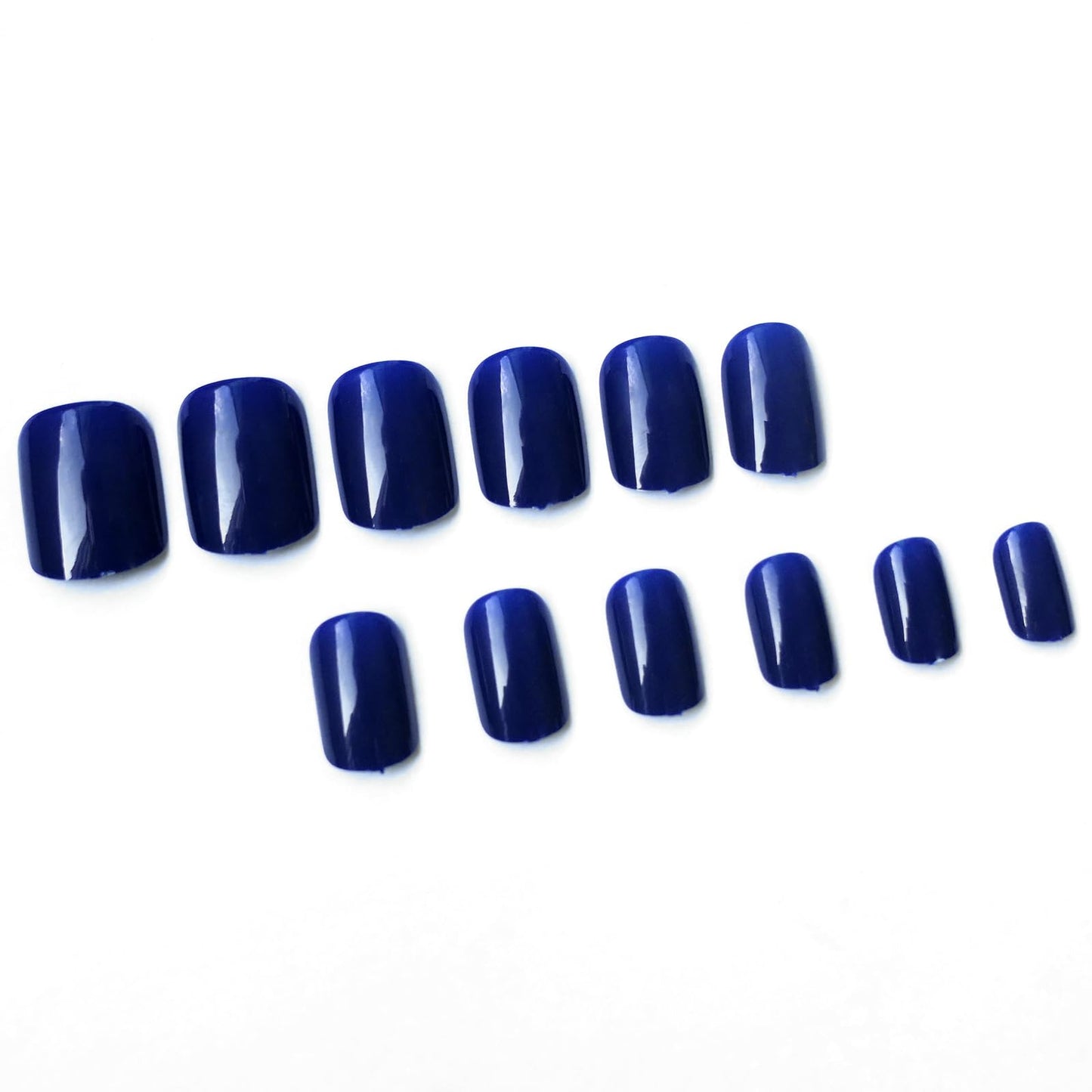 LuckForever Short Press on Nails 240pc Glossy Blue Press on Nails Short Square Fake Nails Full Cover False Fingernail French Tips Presson Nail 10 Sheets Glue Nail Adhesive Tabs File Tools for Women