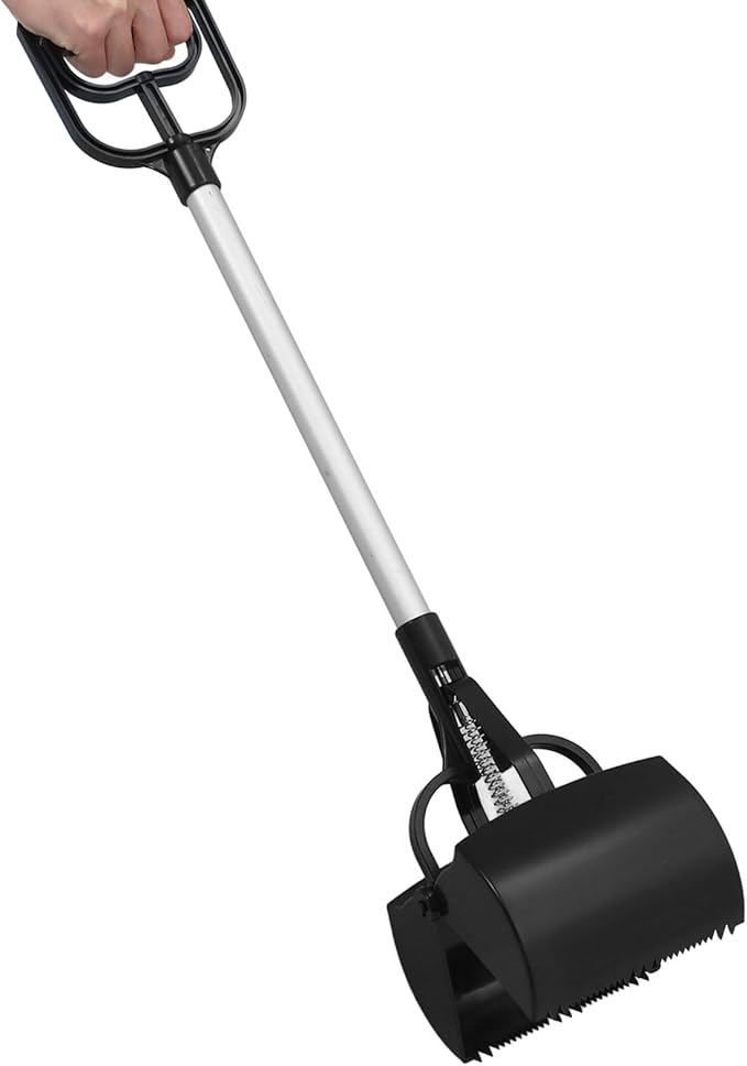 NUOBESTY Long Handle Pet Poop Scoop and Dog Litter Picker, Black Plastic Outdoor Pet Waste Cleaning Tool for Dogs and Cats, Lightweight Pooper Scooper for Yard and Travel Use Random Color