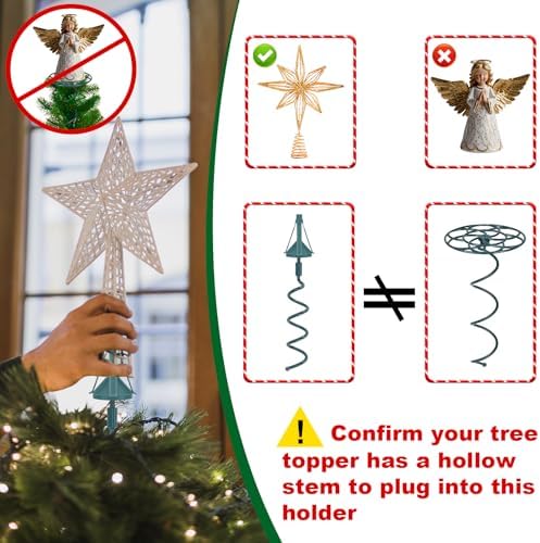 Christmas Tree Topper Holder Twist on Universal Tree Topper Stabilizer with Adjustable Attachment,Christmas Tree Topper Adapter Plastic Tree Topper Support Fits Most Basic Types