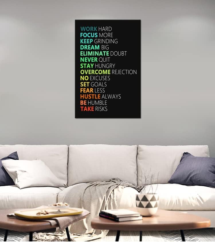 WYJZDZQ8 Inspirational Canvas Wall Art Motivational Poster Motivation Canvas Prints Artwork for Office Living Room Gym Modern Home Decor Painting Stretched and Framed Ready to Hang [24''Wx 36''H]