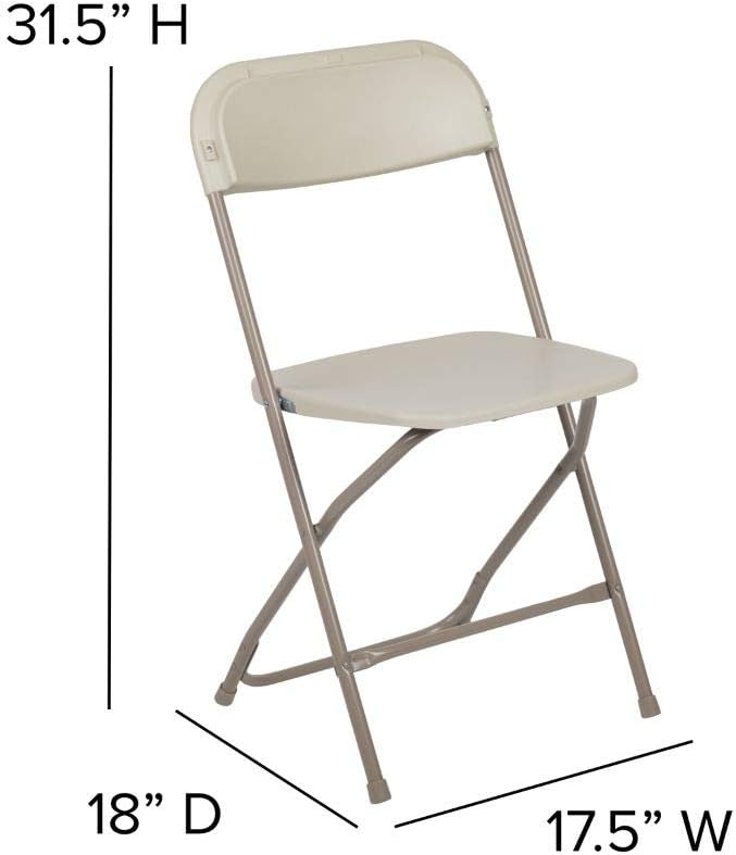 Flash Furniture Hercules™ Series Plastic Folding Chair - Beige - 2 Pack 650LB Weight Capacity Comfortable Event Chair-Lightweight Folding Chair