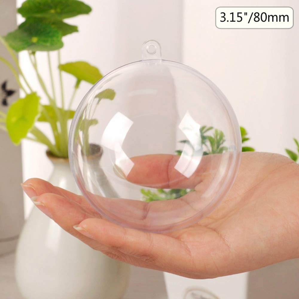 LYLYFAN 20 Pack Clear Plastic Fillable Ornament Ball 3.15''/80mm for Christmas,Holiday, Wedding,Party,Home Decor
