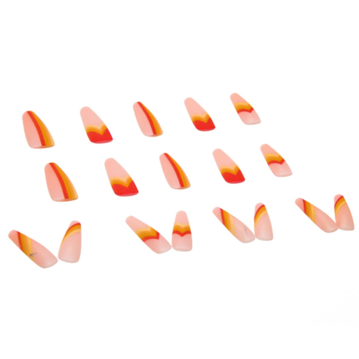 Kamize Extra Long Fake Coffin Nails Orange Press on Nails Matte Acrylic Nails Full Cover False Nails for Women and Girls24PCS