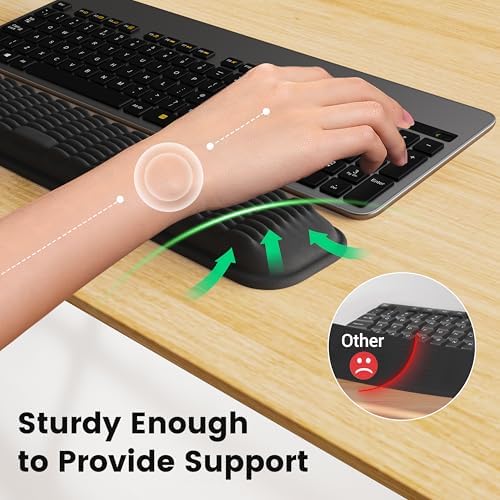 MEKASS Ergonomic Wrist Rest for Keyboard and Mouse, Soft Memory Foam Keyboard Wrist Rest Set with Non-Slip Silicone Base, Easy Typing, Pain Relief, Comfort for Office, Work, Gaming (Light Gray)