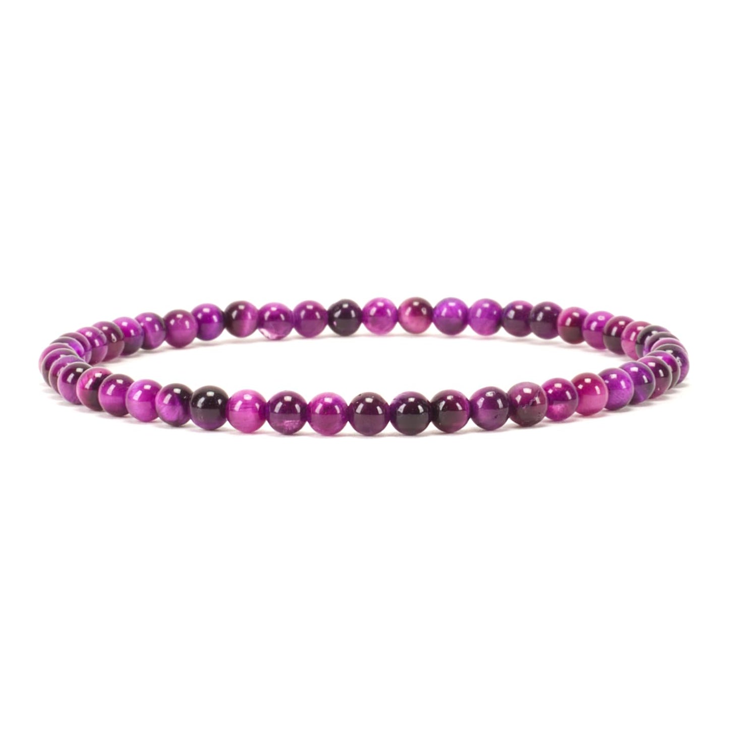 Cherry Tree Collection - Small, Medium, Large Sizes - Gemstone Beaded Bracelets For Women and Men - 4mm Round Beads (Purple Tiger's Eye, Small)