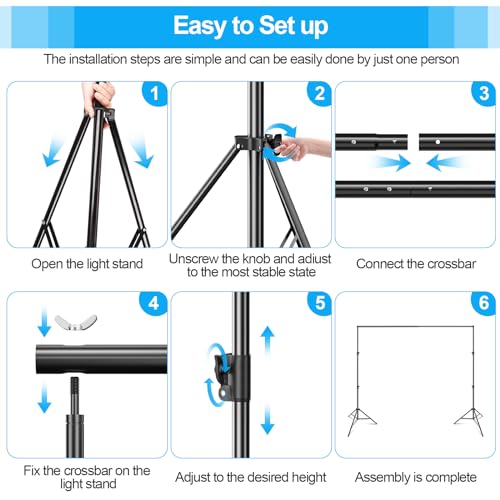 EMART Heavy Duty Backdrop Stand, 8.5 x 10ft Adjustable Photo Background Support System Kit with Carry Bag for Photography - size: 8.5x10ft