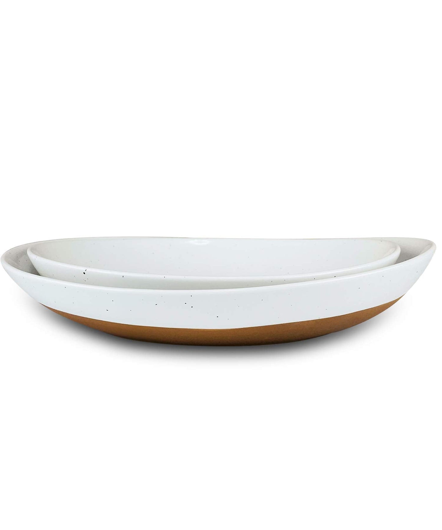 Mora Ceramic Large Serving Bowls- Set of 2 Oval Platters for Entertaining. Modern Kitchen Dishes for Dinner, Fruit, Salad, Turkey, etc. Oven, Dishwasher Safe, 55/35 oz, 13.5" / 11.8" - Vanilla White