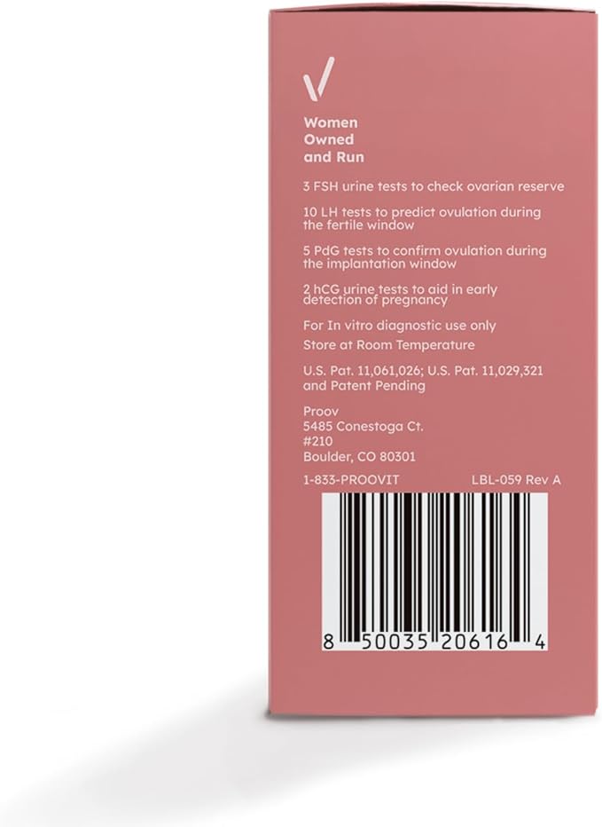 Proov - 4-in-1 Fertility Test for Women - Ovulation & Pregnancy Test Strips - Monitors FSH, LH, PdG & hCG - Promote Chance of Pregnancy - Fertility Hormone Tracking - 1 Cycle Test Kit - 20 Tests