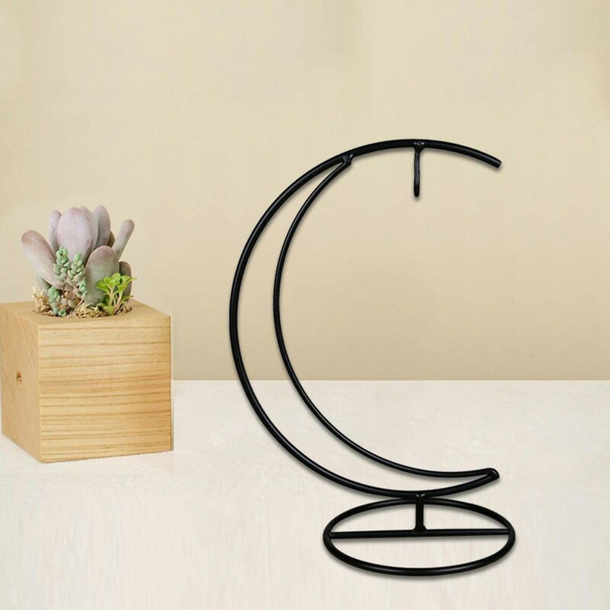 Aebor 8pcs Ornament Display Stand, Moon Shaped Iron Hanging Stand Rack Holder for Home Wedding Decoration, Hanging Glass Globe and Witch Ball(Without Glass Bottle) (8)