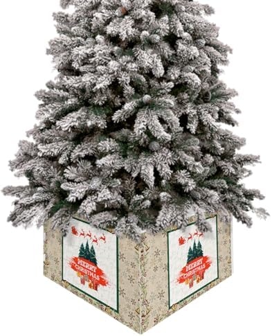 Christmas Tree Collar Tree Box Stand Cover, Artificial/Pencil/Silm/Skinny Tree Ring 4 Packs Collapsible Tree Skirt for Christmas Xmas Tree Decorations, Xmas Tree Vintage Winter Berry Gift 17"x10"