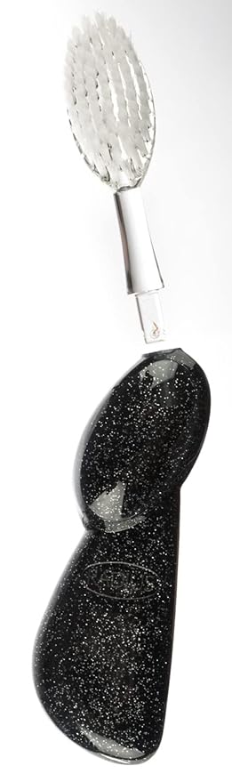 RADIUS Toothbrush Big Brush with Replaceable Head, Left Hand, Soft in Black Sparkle, BPA Free and ADA Accepted, Designed to Improve Gum Health and Reduce The Risk of Gum Disease