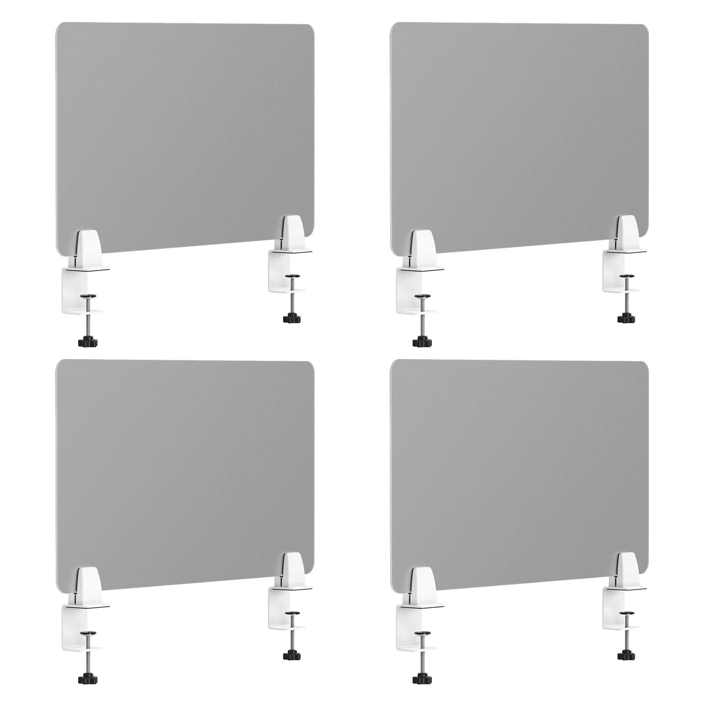 Desk Divider 4 Pcs Desk Privacy Panel 23.6''L x 15.8W'' Office Partitions Grey Acrylic Panel Pack of 4 Desk Divider Partition with Adjustable Universal Base