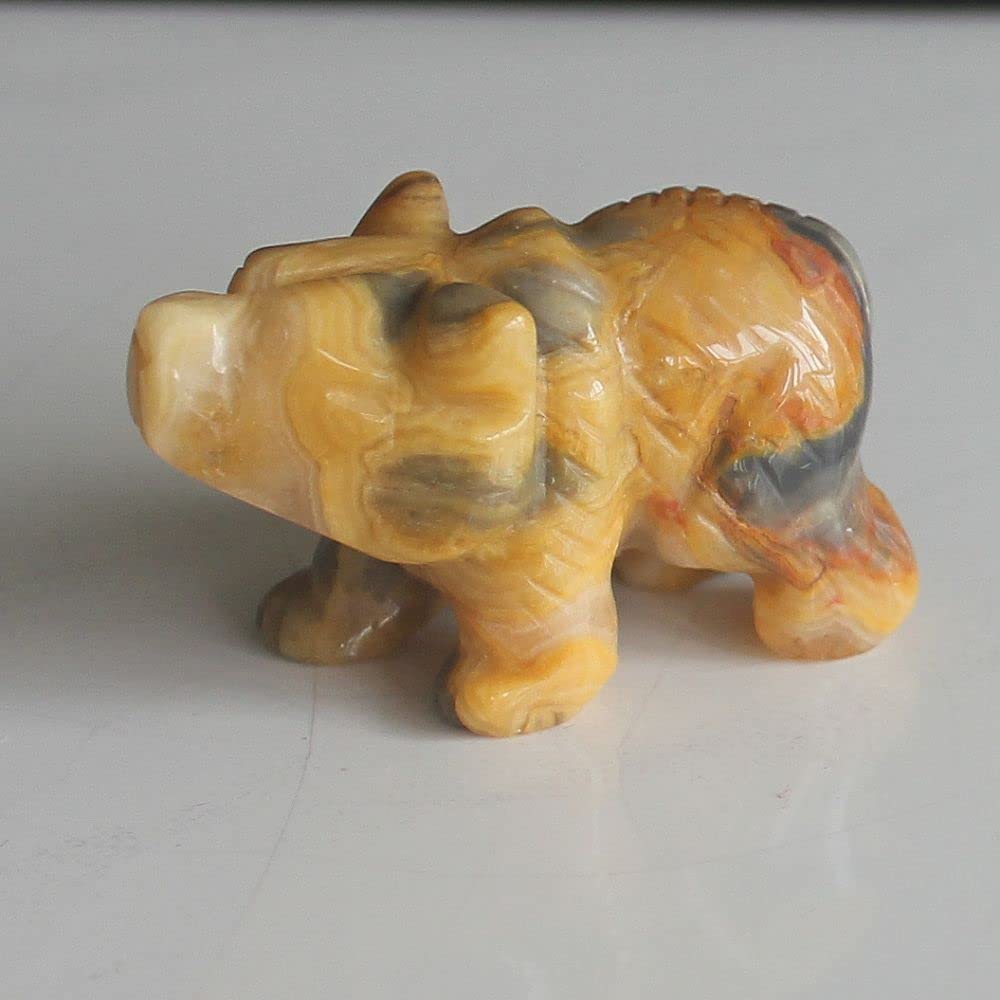 HLbshi Hand Carved Mixed Gemstone Crystal Bear Figurine Animal Carving Statue Home Decor 1.5'' (Crazy lace Agate)