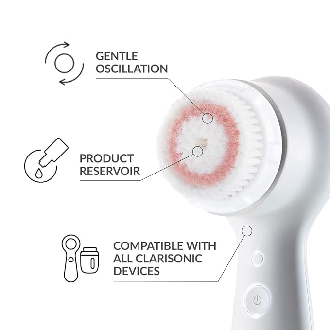Clarisonic Face Cleansing Brush Head Replacement | Skin Brightening Face Brush for Dull Skin | Suitable for Sensitive Skin | Compatible with Mia 1, Mia 2, Radiance,2-count