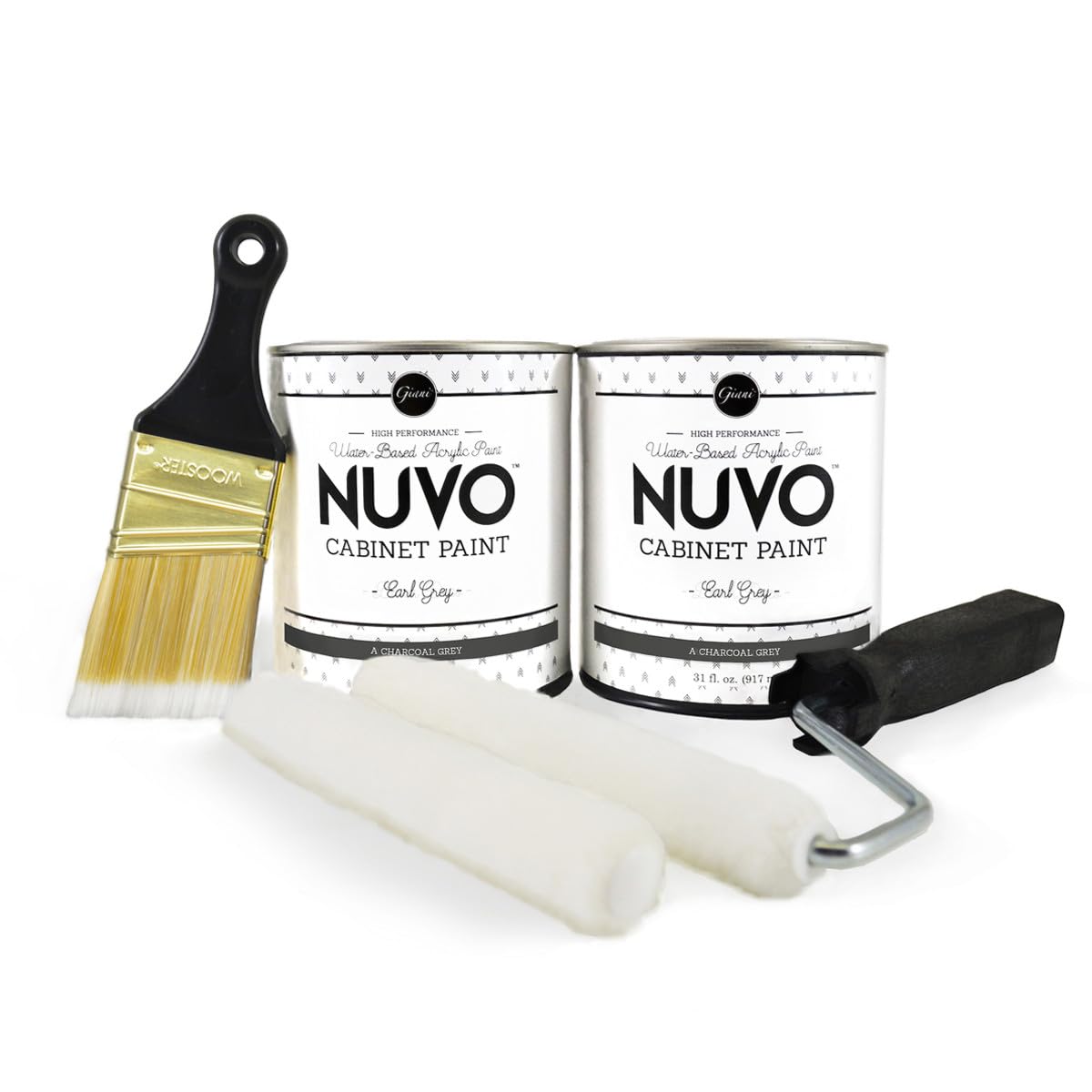 Nuvo Earl Grey Cabinet Makeover Kit - Easy DIY 7-Piece Set, Classic Charcoal, Long-Lasting Finish