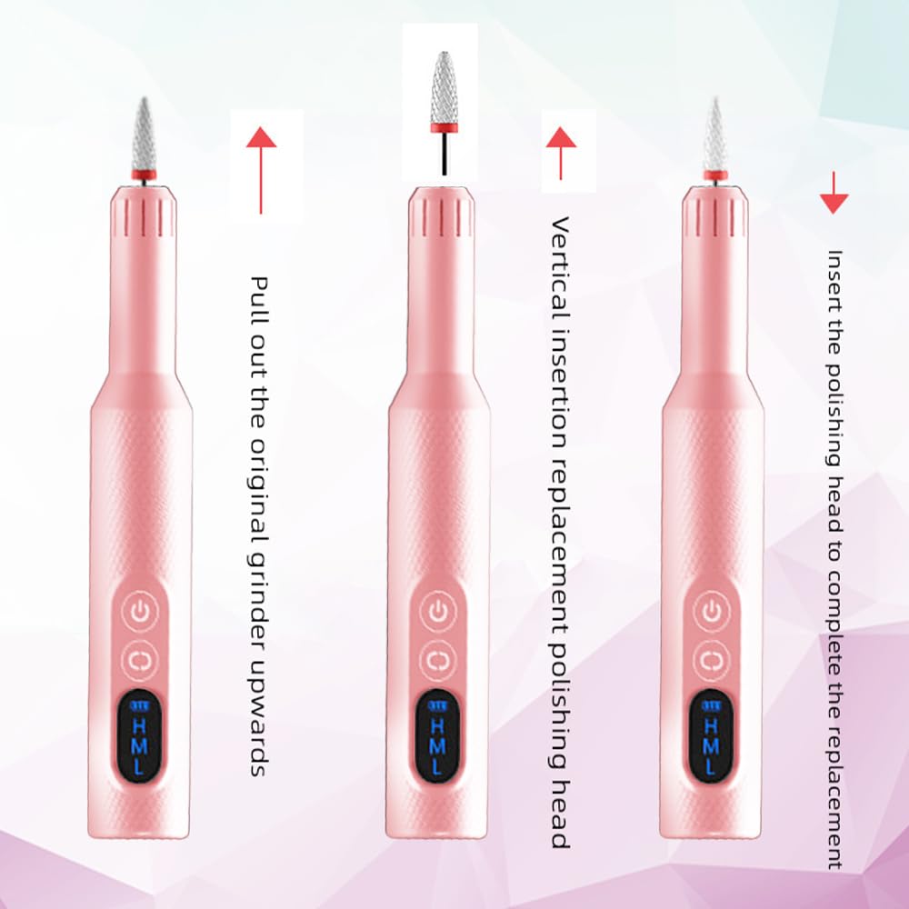 Pinkiou Cordless Electric Nail Drill-20000RPM Professional Efile Nail Machine with Wireless Charging Base, Portable Rechargeable Nail File Kit for Acrylic, Gel Nails, Manicure & Pedicure at Home(Pink)