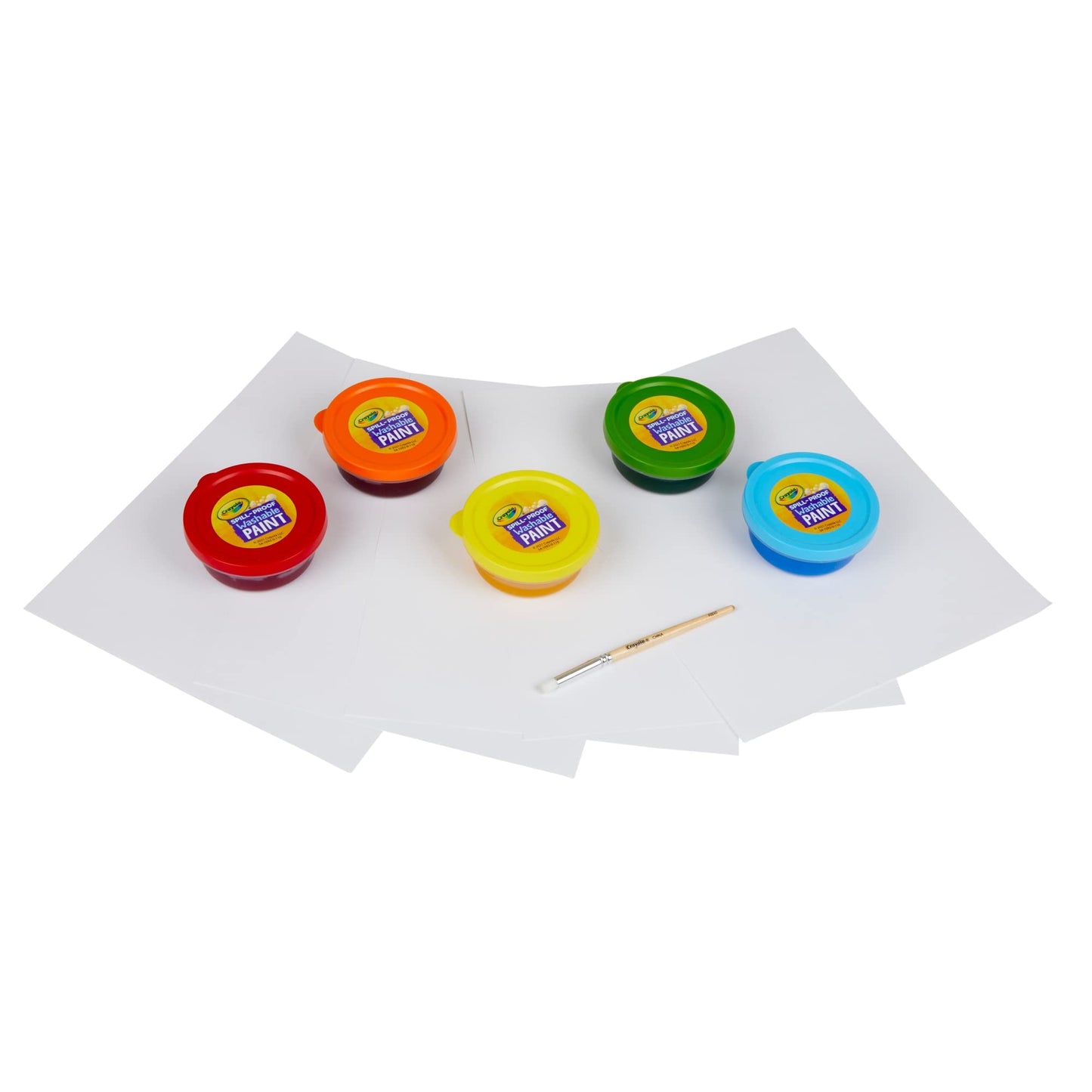 Crayola Spill Proof Paint Set - Washable Paint for Kids, Includes Paint Brush & Paper, No Drip, Less Mess Arts & Crafts, Toddler Gift, Ages 3+
