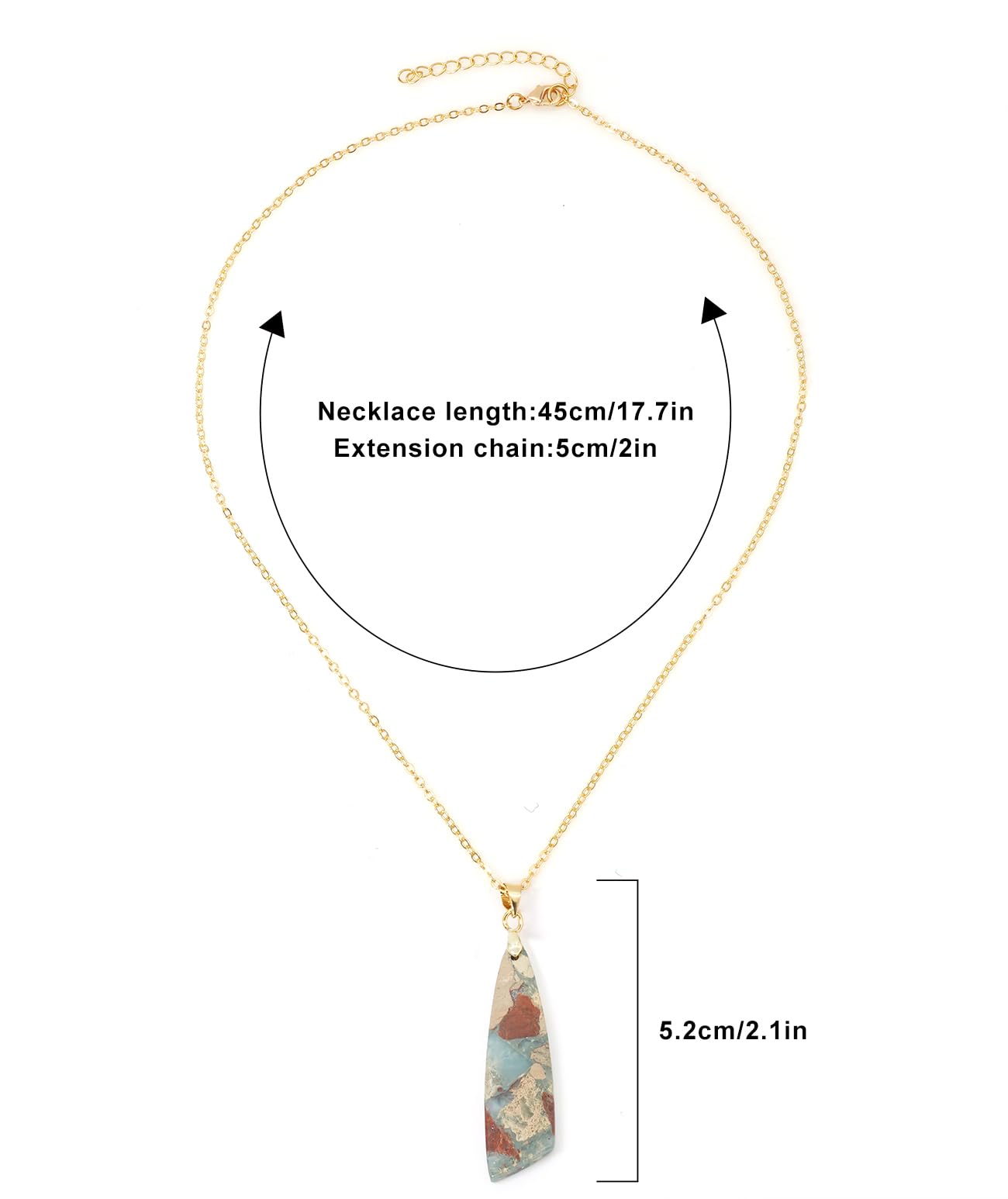 Wovanoo Nature Stone Necklaces for Women Boho Gemstone Pendant Necklace 18K Gold Chain Necklaces Beige Gold