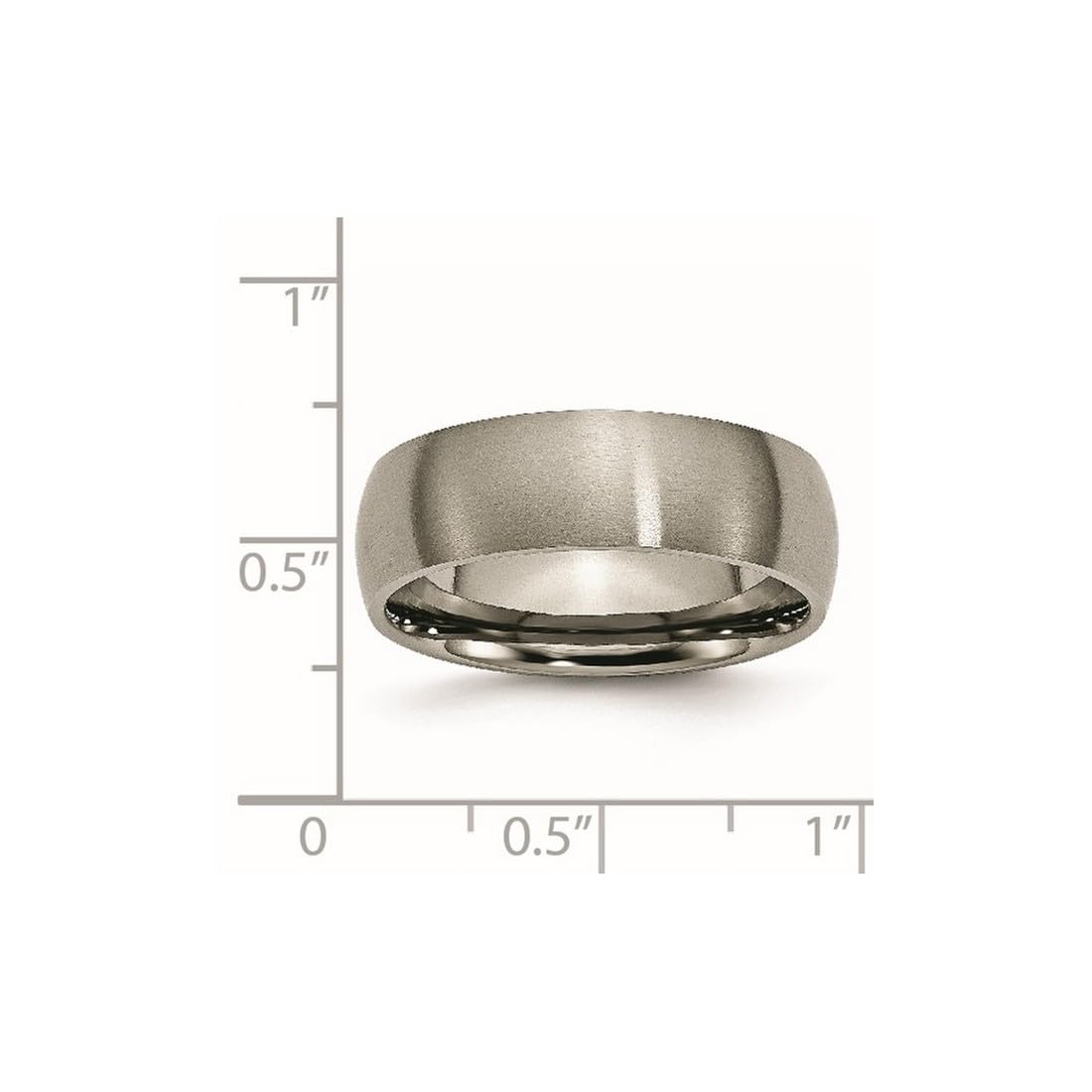 JewelryWeb Titanium Half Round 7mm Brushed Band Ring Size 7 Ring for Women and Men