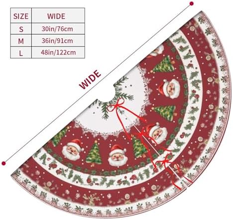 Red Santa Claus Christmas Tree Skirt 36 Inch Red Xmas Tree Mat Party Decor Supplies for Holiday Home Decorations